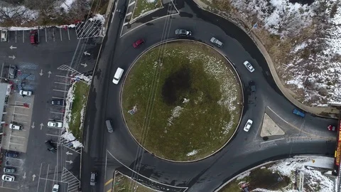 Aerial View of a Traffic Circle Roundabout Stock Footage 73563355