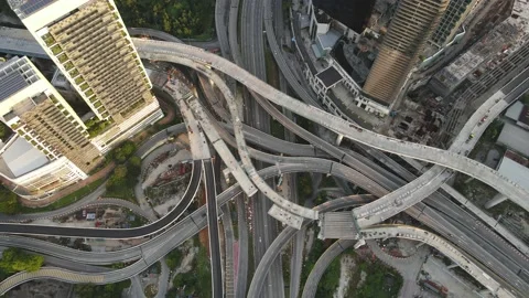 Aerial view of traffic in a commercial area Stock Footage 162664355
