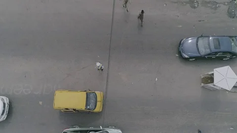 Aerial  view of Traffic control and congestion in lagos. 스톡 동영상 104881259