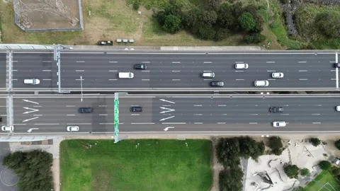 Aerial View of Traffic Flow Stock Footage 332722542