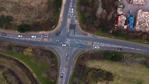 Aerial View of Traffic Flow at a Junction Stock Footage 269852359