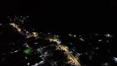 Aerial view of traffic flow at night Stock Footage 249712867