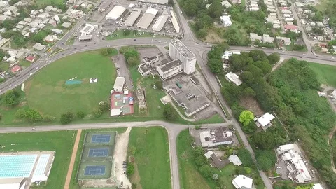 Aerial view of Traffic flow on a small island in the caribbean Stock-Footage 88582653