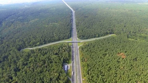 Aerial view of traffic on a highway Stock Footage