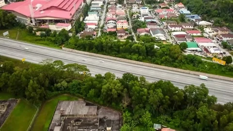 Aerial view of traffic on a highway Stock Footage 141349430