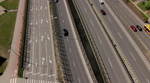 Aerial View of Traffic at Intersection and Highway by HeliDog_Aerials Stock Footage 11023844