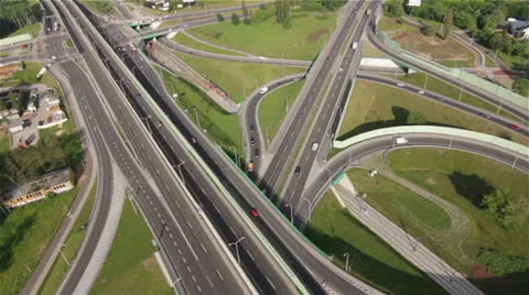 Aerial View of Traffic at Intersection and Highway by HeliDog_Aerials Stock Footage 24817373