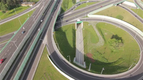 Aerial View of Traffic at Intersection and Highway by HeliDog_Aerials Stock Footage 24818661