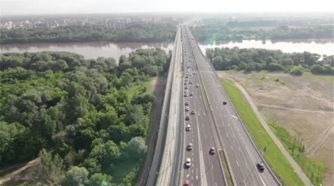 Aerial View of Traffic at Intersection and Highway by HeliDog_Aerials Stock Footage 24818839