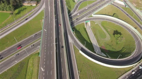 Aerial View of Traffic at Intersection and Highway by HeliDog_Aerials Stock Footage 24846249