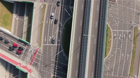 Aerial View of Traffic at Intersection and Highway by HeliDog_Aerials Stock Footage 24846359