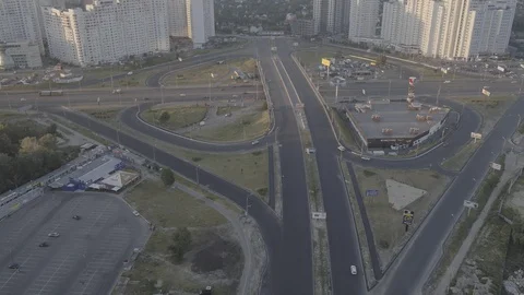 Aerial view of a traffic intersection Stock Footage 129420973
