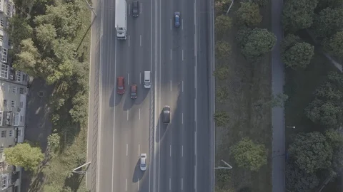 Aerial view of the traffic intersection Stock Footage 129421345