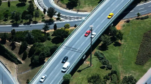 Aerial view of traffic intersection in Istanbul, Turkey Stock Footage 52093448