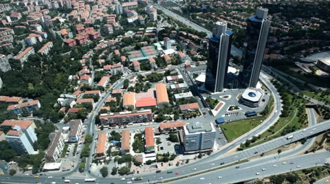 Aerial view of traffic intersection in Istanbul, Turkey Stock Footage 52093644