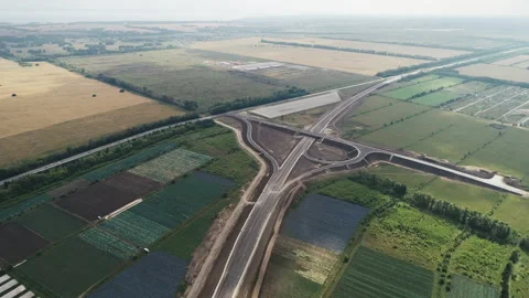 Aerial view of the traffic intersection. Transport interchange of highways Stock-Footage 137871235