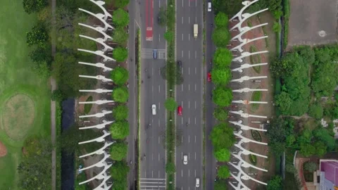 Aerial view of traffic on Jalan Benjamin Sueb-Bandar Kemayoran. Stock Footage 200339405