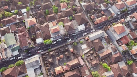 Aerial view of traffic jam in Denpasar, Bali, Indonesia. Video stock 254792309