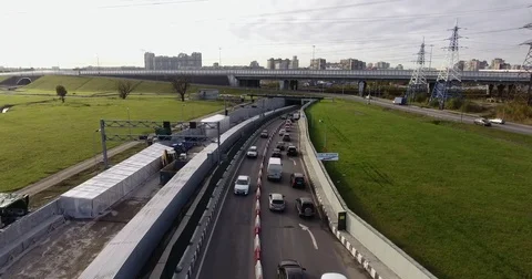 Aerial view of the traffic jam Stock Footage 82575881