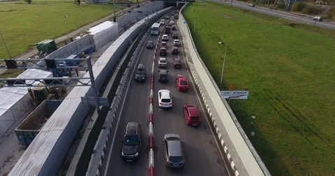 Aerial view of the traffic jam Stock Footage 82575888