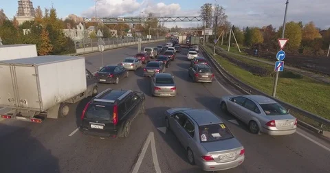 Aerial view of the traffic jam Video stock 82575952