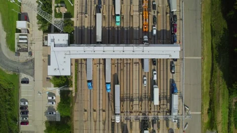 Aerial view of traffic jam on highway 80 in Ohio at day. Stock Footage 220168188