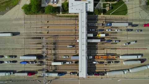 Aerial view of traffic jam on highway 80 in Ohio at day. Stock Footage 220168458