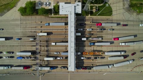 Aerial view of traffic jam on highway 80 in Ohio at day. Stock Footage 220168530