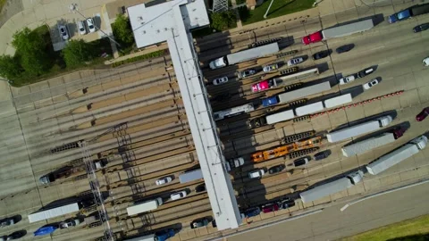 Aerial view of traffic jam on highway 80 in Ohio at day. Stock Footage 220168776