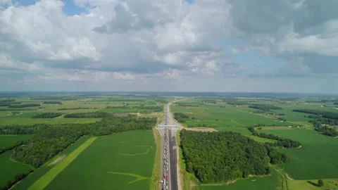 Aerial view of traffic jam on highway 80 in Ohio at day. Stock Footage 220169112