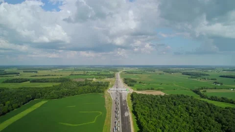 Aerial view of traffic jam on highway 80 in Ohio at day. Stock Footage 220169239