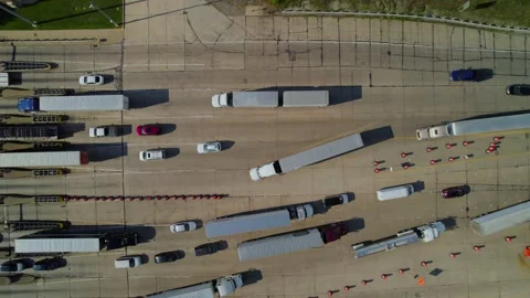 Aerial view of traffic jam on highway 80 in Ohio at day. Stock Footage 220171353