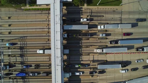 Aerial view of traffic jam on highway 80 in Ohio at day. Stock Footage 220171630
