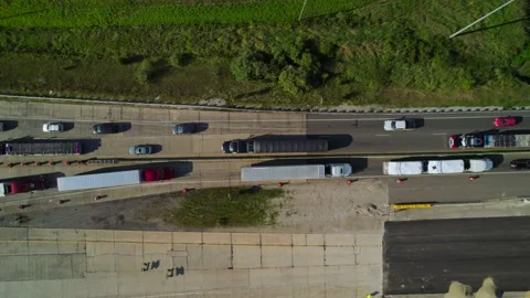 Aerial view of traffic jam on highway 80 in Ohio at day. Stock Footage 220171739