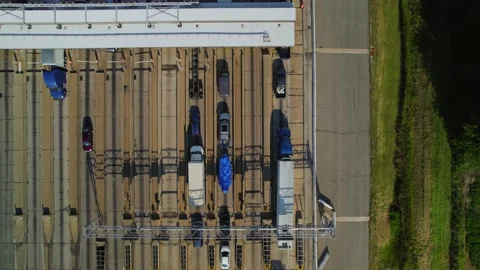 Aerial view of traffic jam on highway 80 in Ohio at day. Stock Footage 220171937