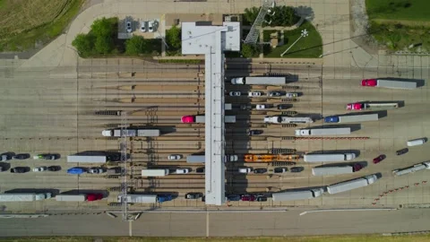 Aerial view of traffic jam on highway 80 in Ohio at day. Stock Footage 220172479