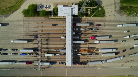 Aerial view of traffic jam on highway 80 in Ohio at day. Stock Footage 220172515