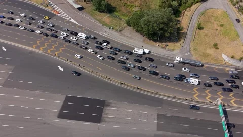 Aerial view of a traffic jam on a highway Stock Footage 343878281