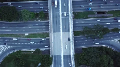 Aerial view of traffic jam in a huge city. Crossroads. São Paulo, Brazil Stock-Footage 150765044
