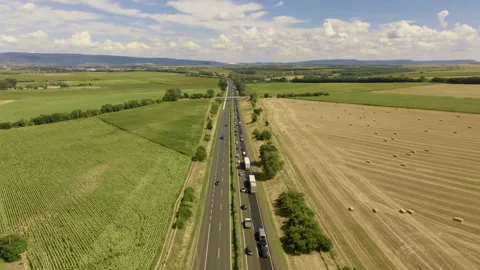Aerial view of traffic jam on one side of highway Stock Footage 264074669