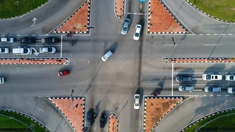 Aerial view of the traffic junction Stock Footage 87260754