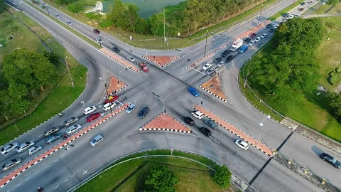 Aerial view of traffic junction. Stock Footage 87260806