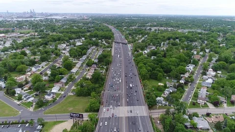 Aerial View of Traffic on Multilane Highway Stock Footage 75821045