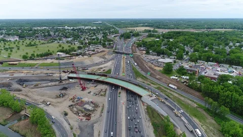 Aerial View of Traffic on Multilane Highway Stock Footage 75821058
