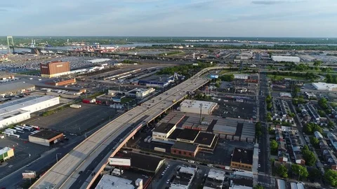 Aerial View of Traffic on Multilane Highway Stock Footage 75821101