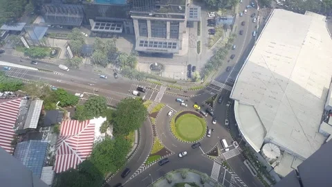 Aerial view of traffic road in the main center business and office Stock Footage 284527780