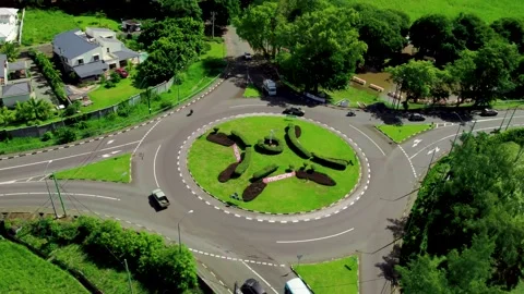Aerial view of traffic roundabout Stock Footage 237625274
