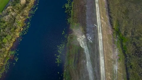 Aerial View of Trail by the Everglades Stock Footage 78992683