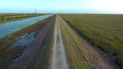 Aerial View of Trail by the Everglades Stock Footage 78993000