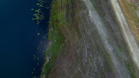 Aerial View of Trail by the Everglades Stock Footage 79010924